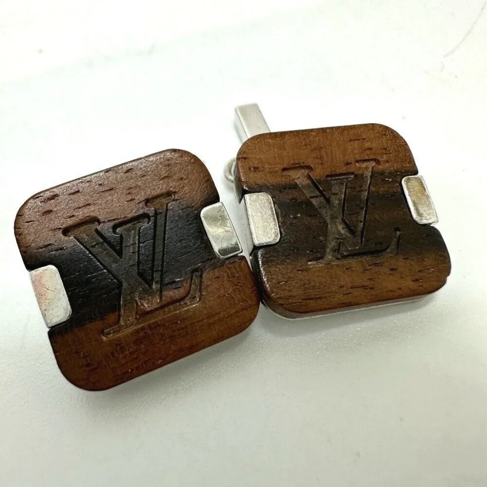 AUTHENTICITY GUARANTEED LOUIS VUITTON LV logo Accessories cuffs Wood /